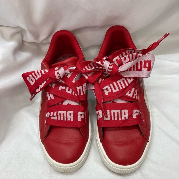 Puma Leather Basketball Court Shoes Size 7 (37.5) Red & White with Puma Laces. - Picture 4 of 12